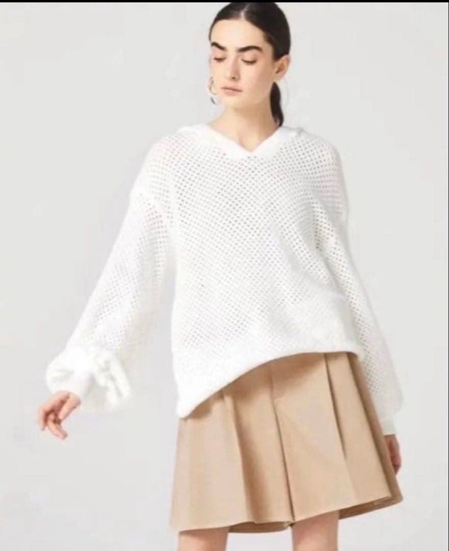 ADEAM アディアム フォクシー ニット フーディ ADEAM（FOXEY） アディアム ニット セーター パールボタンセーター