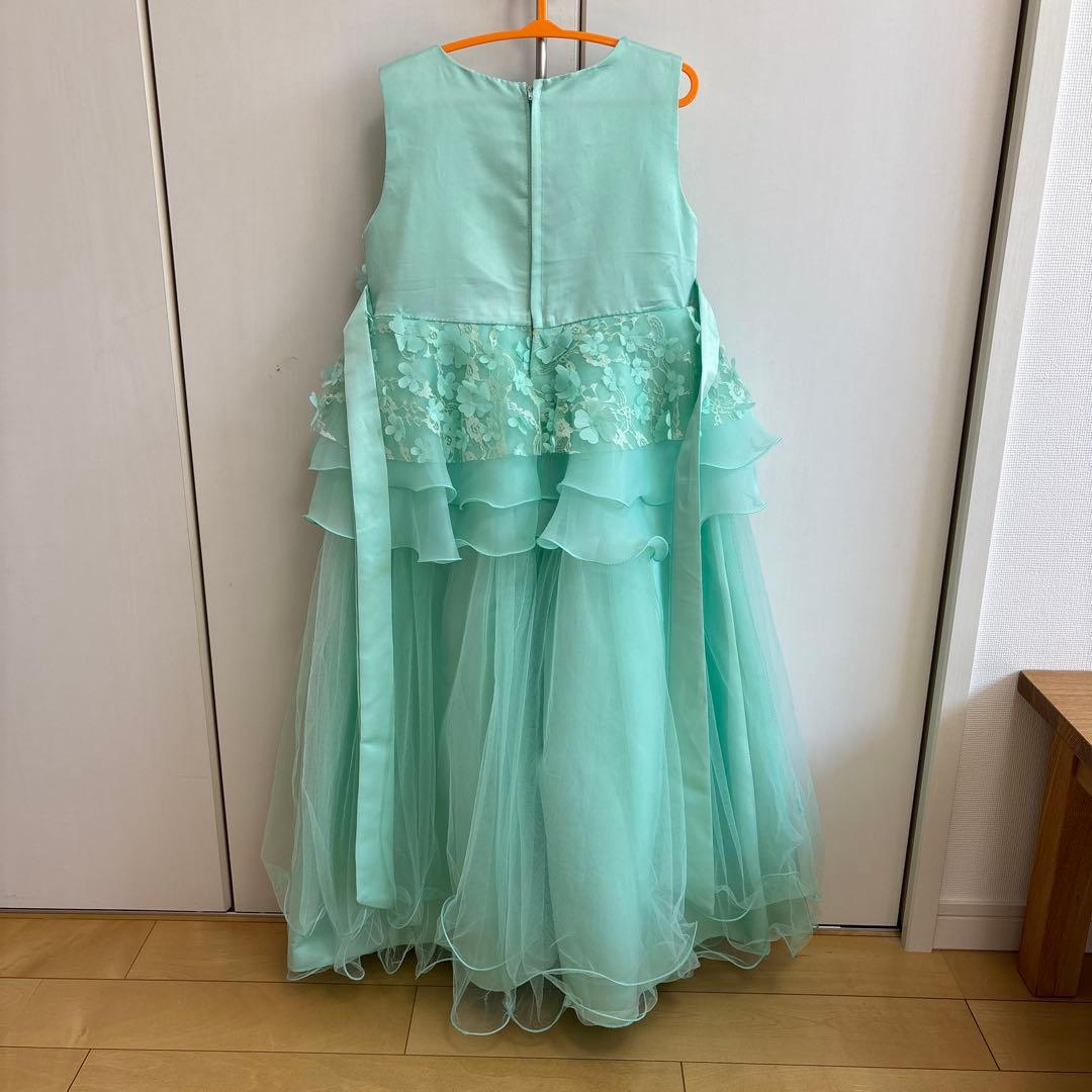 ミントグリーン フラワー刺繍ドレス - メルカリ