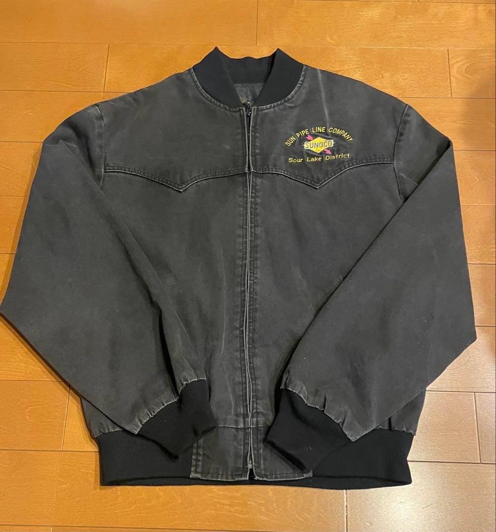 Walls ダックワークジャケット フェードブラック 企業刺繍 短丈 1点物