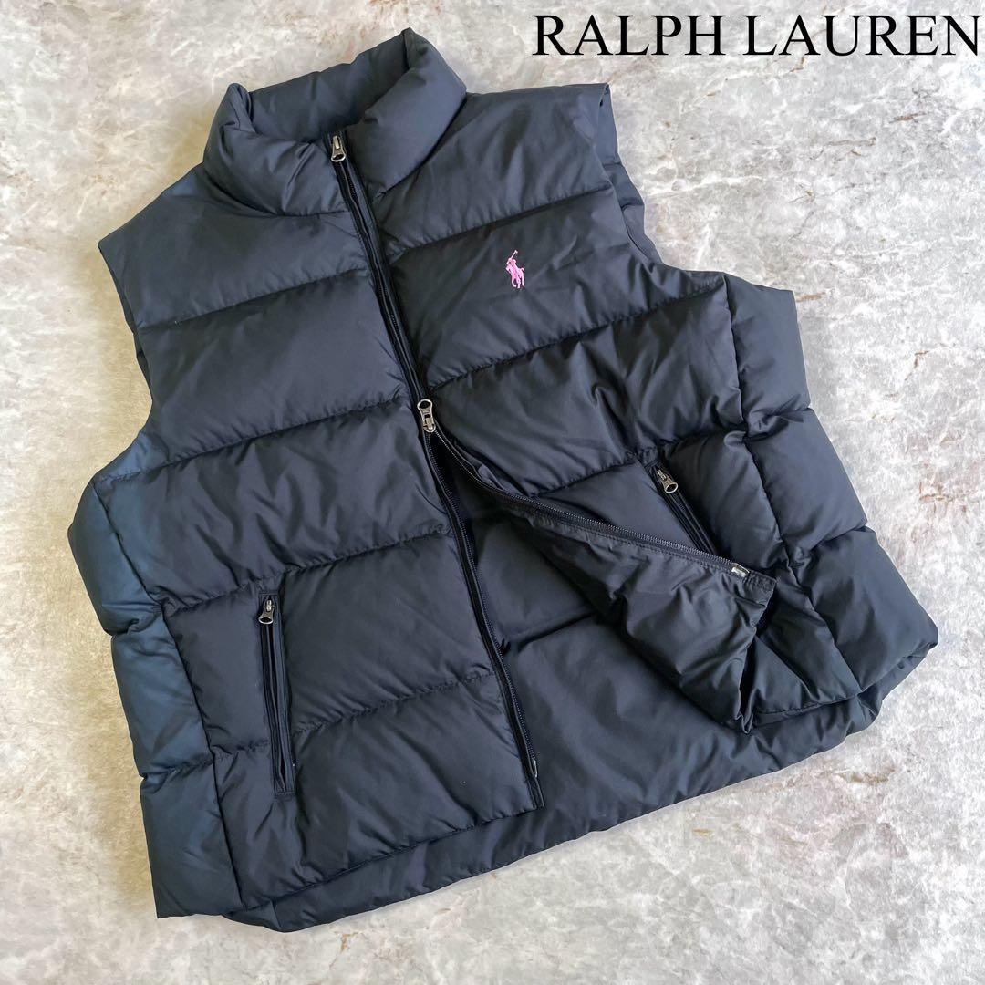 RALPH LAUREN 保温性 ロゴ刺繍 ダブルジップ ダウンベスト 黒 XL POLO RALPH LAUREN（ポロ・ラルフローレン） ポロ ラルフローレン