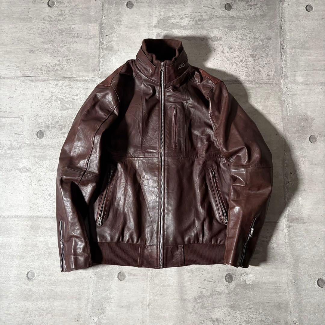 00s archive leather single riders jacket - メルカリ