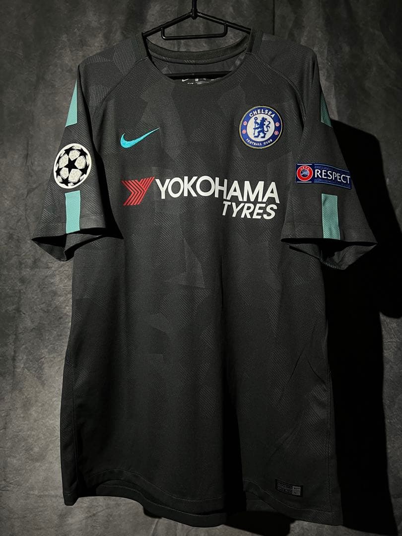 【メル】アザール＃１０ チェルシー１７／１８ ＣＬ仕様 (3RD) チェルシー（3rd）16/17 長袖 アザール＃10 + EPLパッチ2個