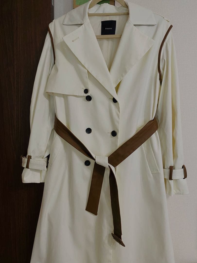 anuans ヴィーガンレザートリム2WAYトレンチコート - メルカリ