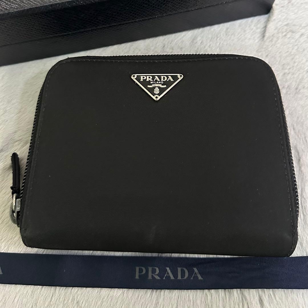 PRADA プラダ 折り財布 ラウンドファスナー ナイロン 三角ロゴ - メルカリ