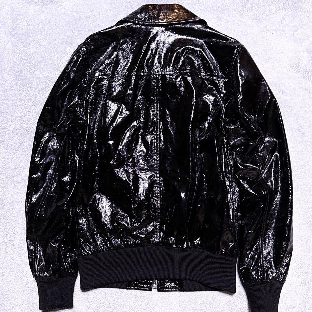 松本潤着用【極美品】ドルチェ&ガッバーナ シープスキン パテントレザー ブルゾン