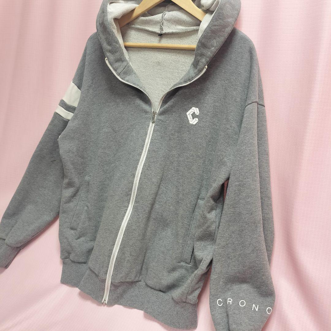 24年製 CRONOC クロノス オーバーサイズジップアップ パーカー グレー ABAHOUSE GRAY パーカー 「SMART CLOSET」ハイゲージ ポンチ ジップ