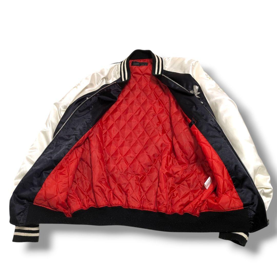 希少】星姫 スカジャン 虎 龍 刺繍 黒 白 キルティング 大きいサイズ