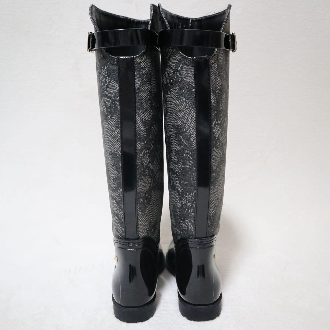 ヴァレンティノ レインブーツ 長靴 レース 刺繍 スタッズ ベルト