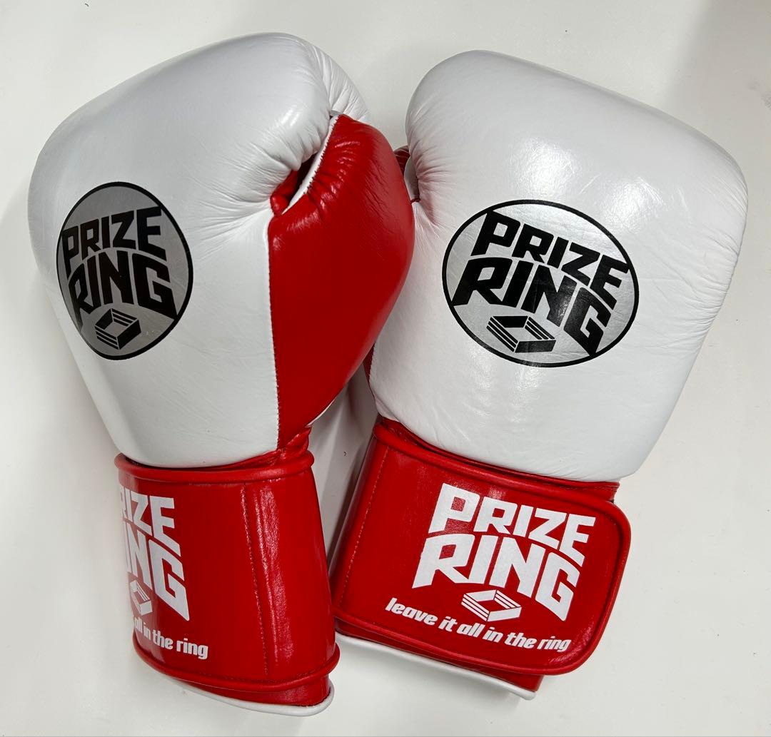 プライズリング　ボクシンググローブ　本革製 白/赤16oz Amazon | PRIZE RING／プライズリング 