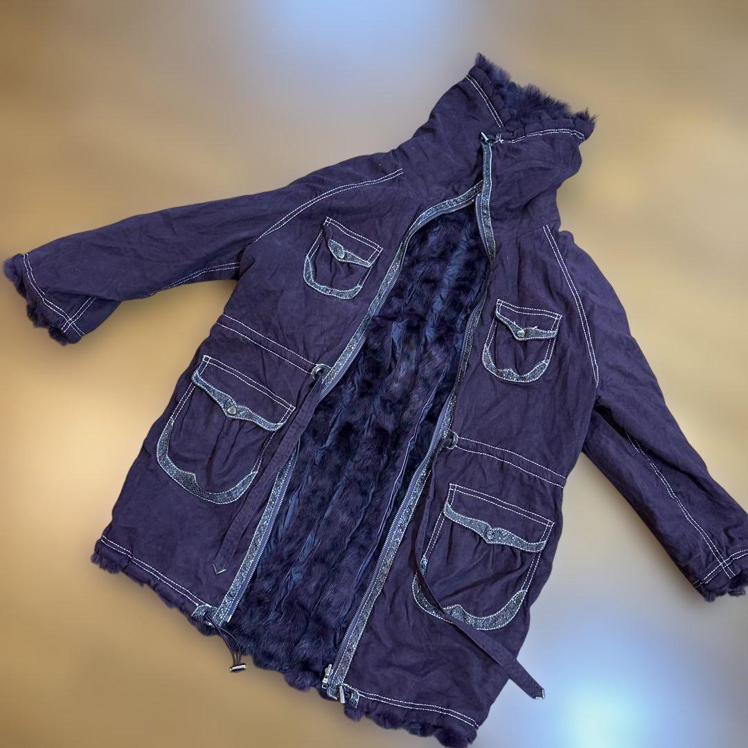 パープル ライニング ダッフルコート　インナーファー 大きいサイズ＞フェイクファーフードダッフルコート marun 通販