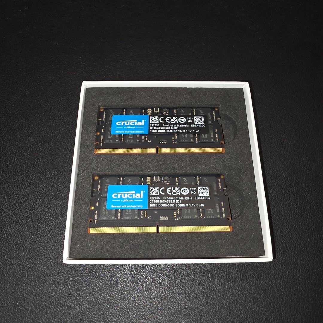 ノートPC メモリ crucial DDR5 5600 32GB SODIMM Amazon.co.jp: crucial 32GB Kit(2x16GB)DDR5-5600 SODIMM CL46(16Gbit