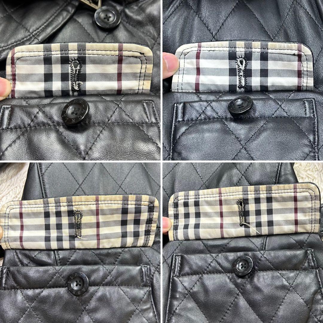 バーバリー ラムレザートレンチコート 黒 Mサイズ ラビットファー