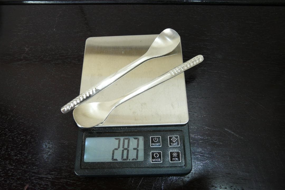 は*ぎ様 田中利広 造 純銀製 槌目打 小匙 2本 28.3g 銀細工