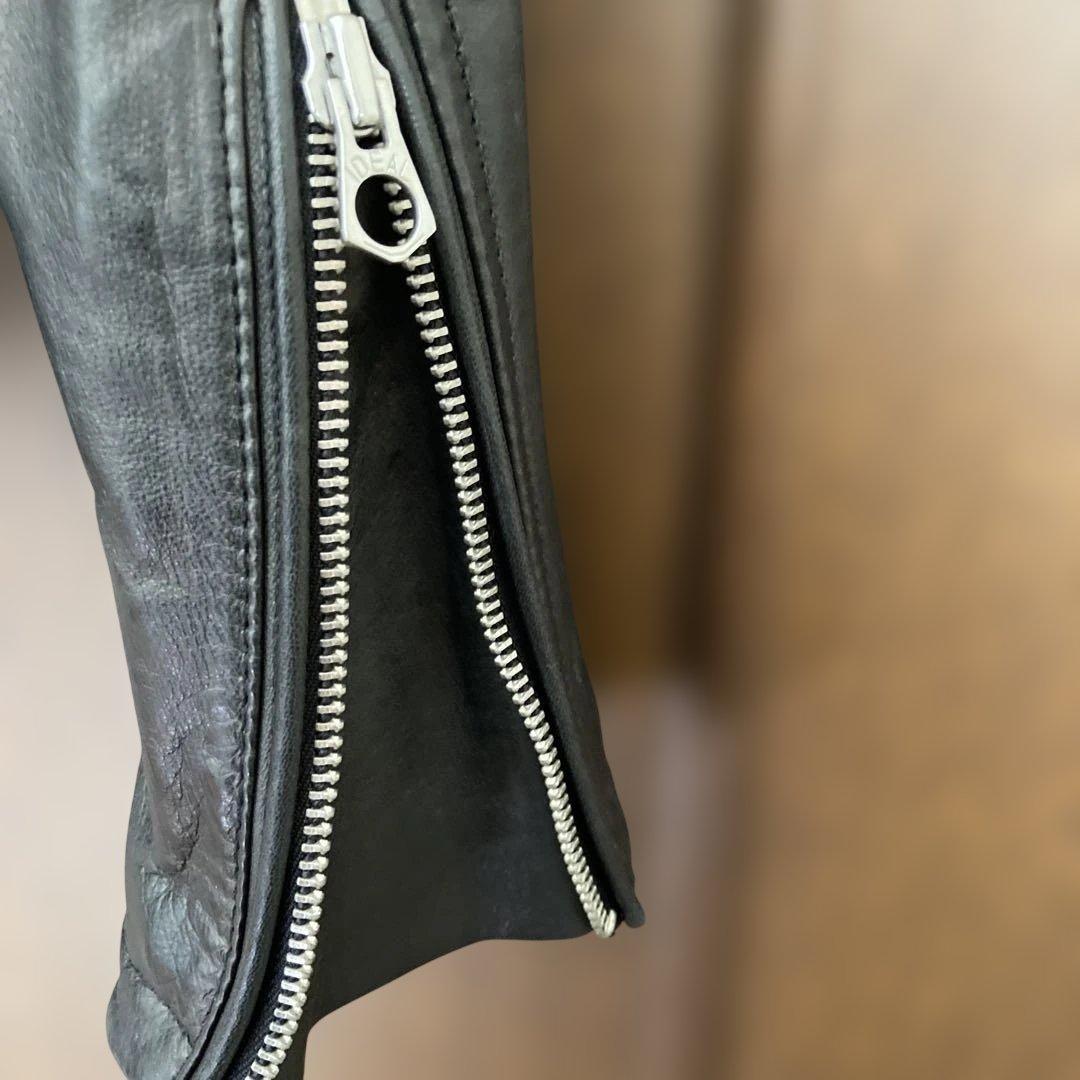 HARE ブラックレザーシングルライダースジャケット M