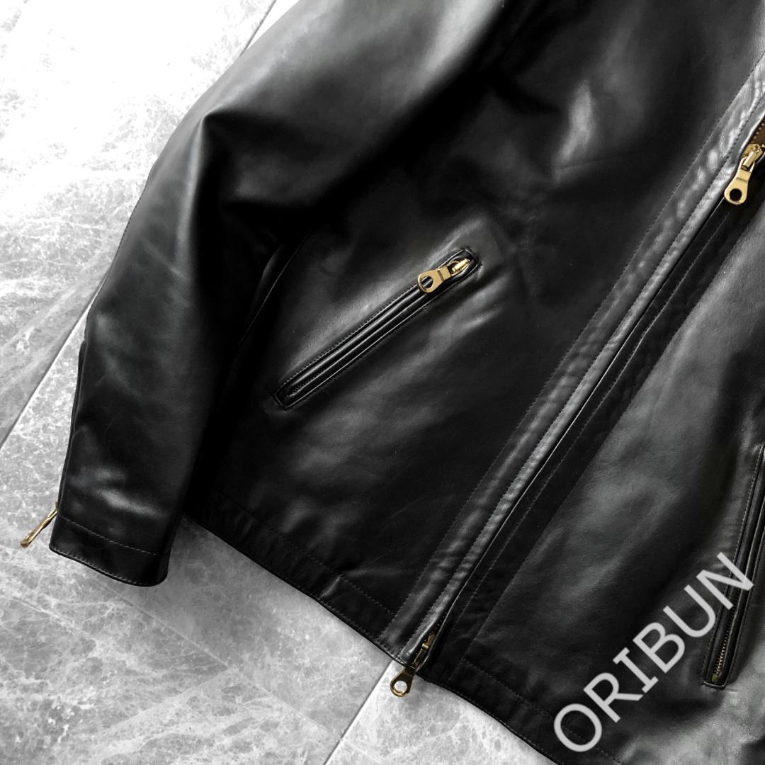 Cinquanta 高級ホースハイドレザー シングルライダースジャケット 干場