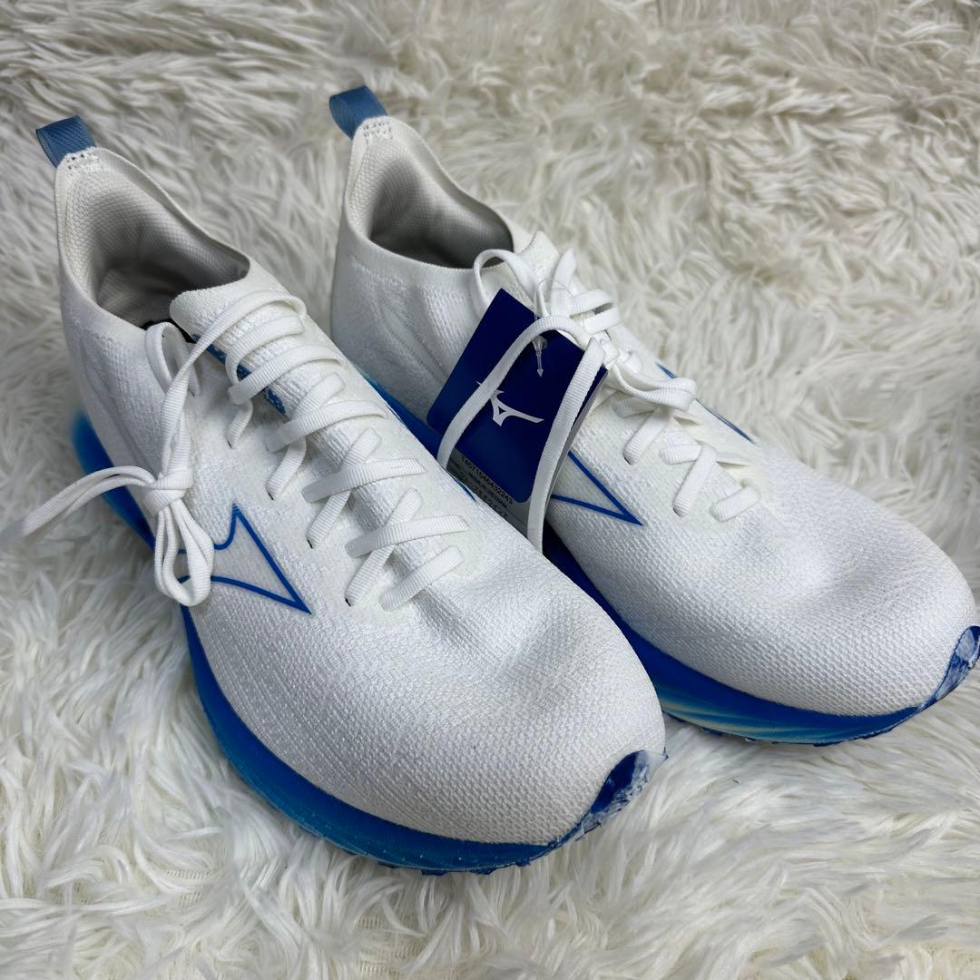 新品 Mizuno ランニングトレーニングシューズ ホワイトブルー 27.5cm