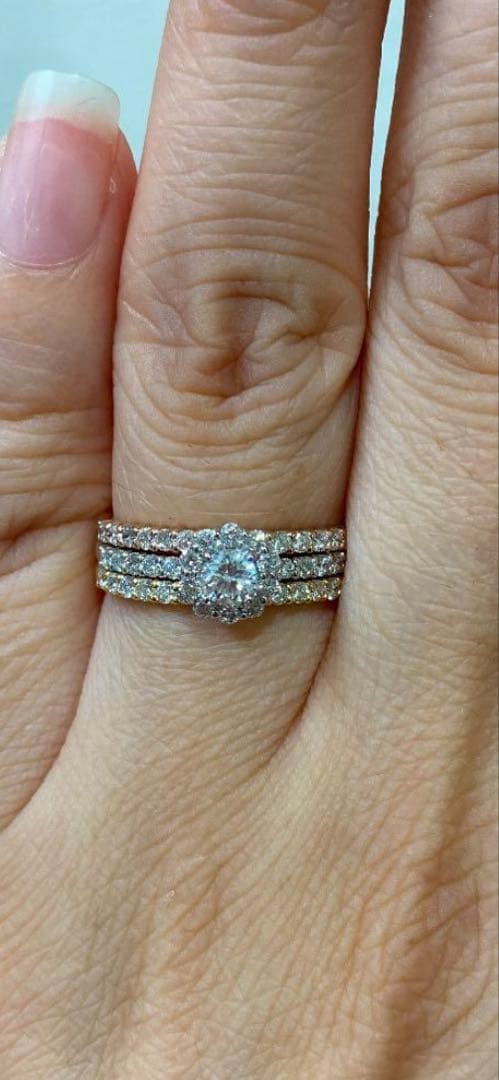 sen⭐︎chan鑑定書付0.9ct up 3本setPT,K18PG,YG