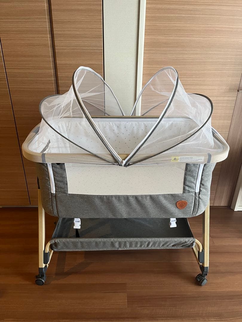 HZDMJ ベビーベッド マット&敷きパッド付 グレー - メルカリ