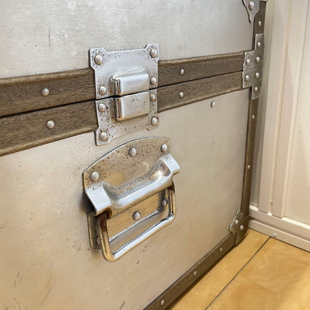 ビンテージ トランク アルミ 船舶 収納 箱 台 ケース ボックス