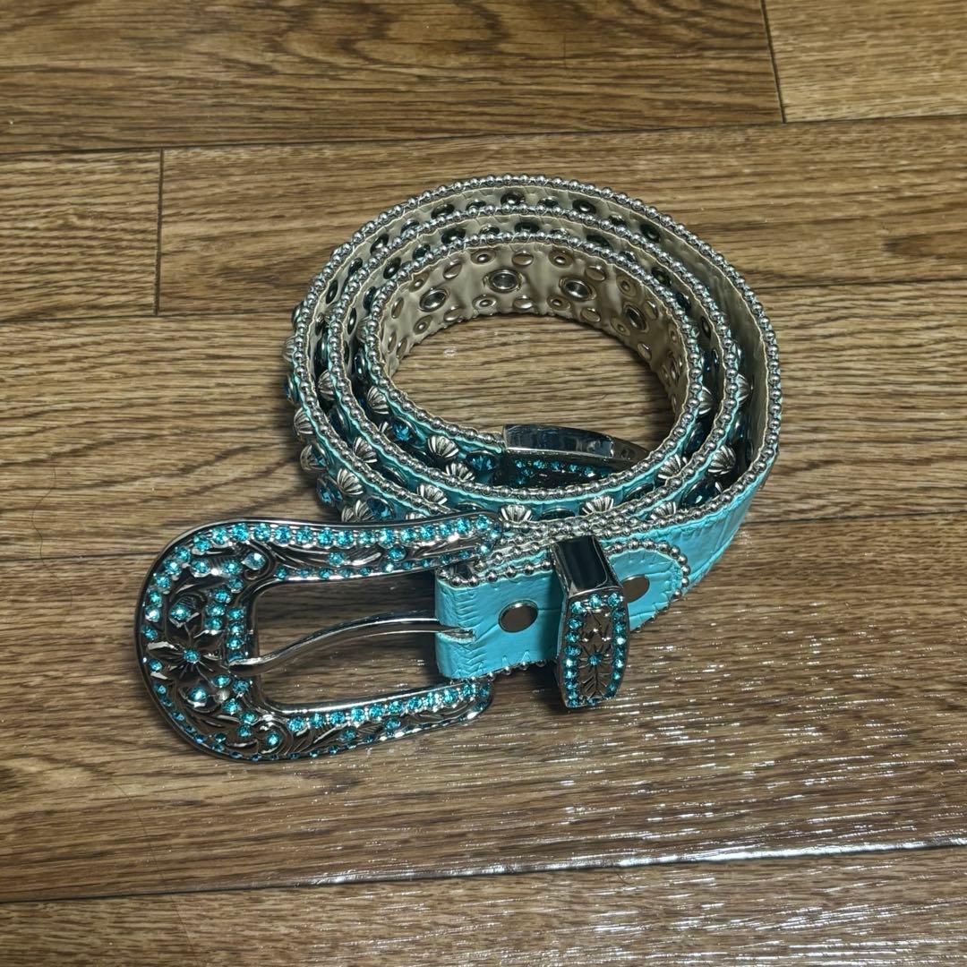 HERMETIC supplier 水色 ラインストーンベルト Mサイズ - メルカリ