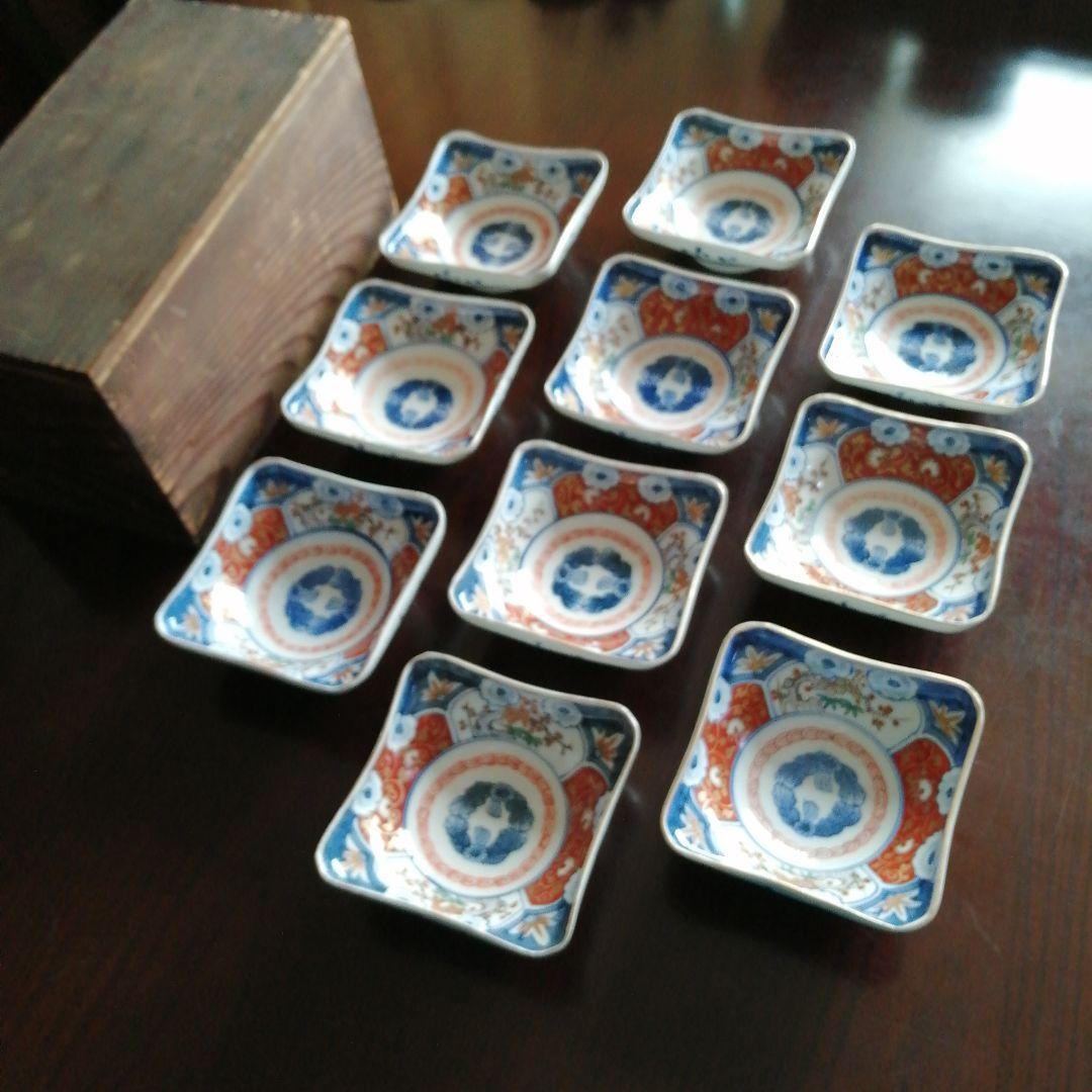 伊万里　金彩錦四方向付　10客　11.5cm　明治〜大正期