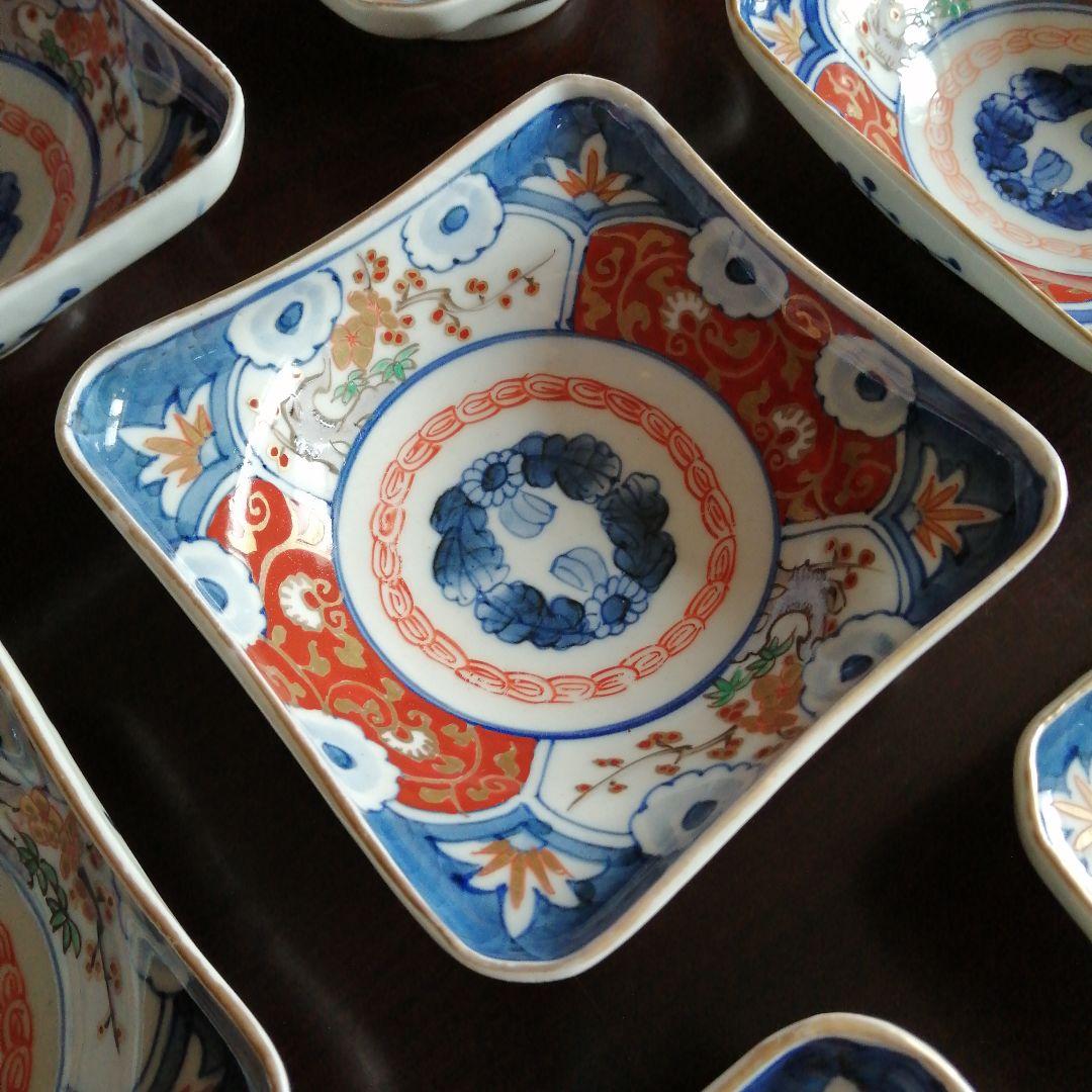 伊万里　金彩錦四方向付　10客　11.5cm　明治〜大正期