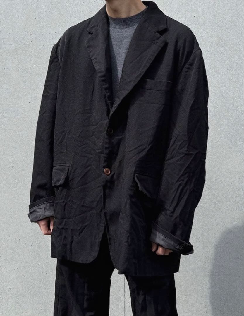 25ssオーバーサイズノーカラーポリ縮ジャケットコムデギャルソンシャツ