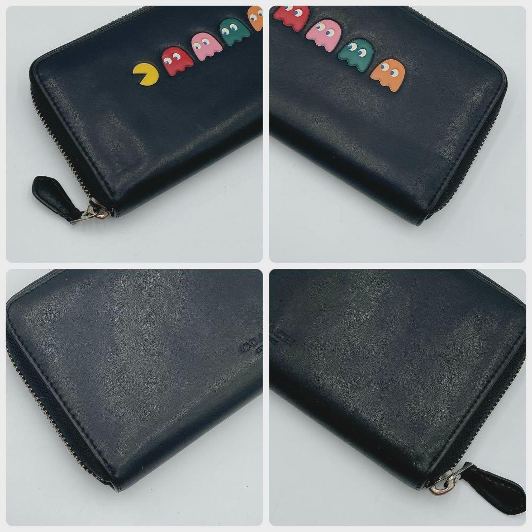 COACH パックマン コラボ ラウンドジップ 長財布 ブラック レザーm612