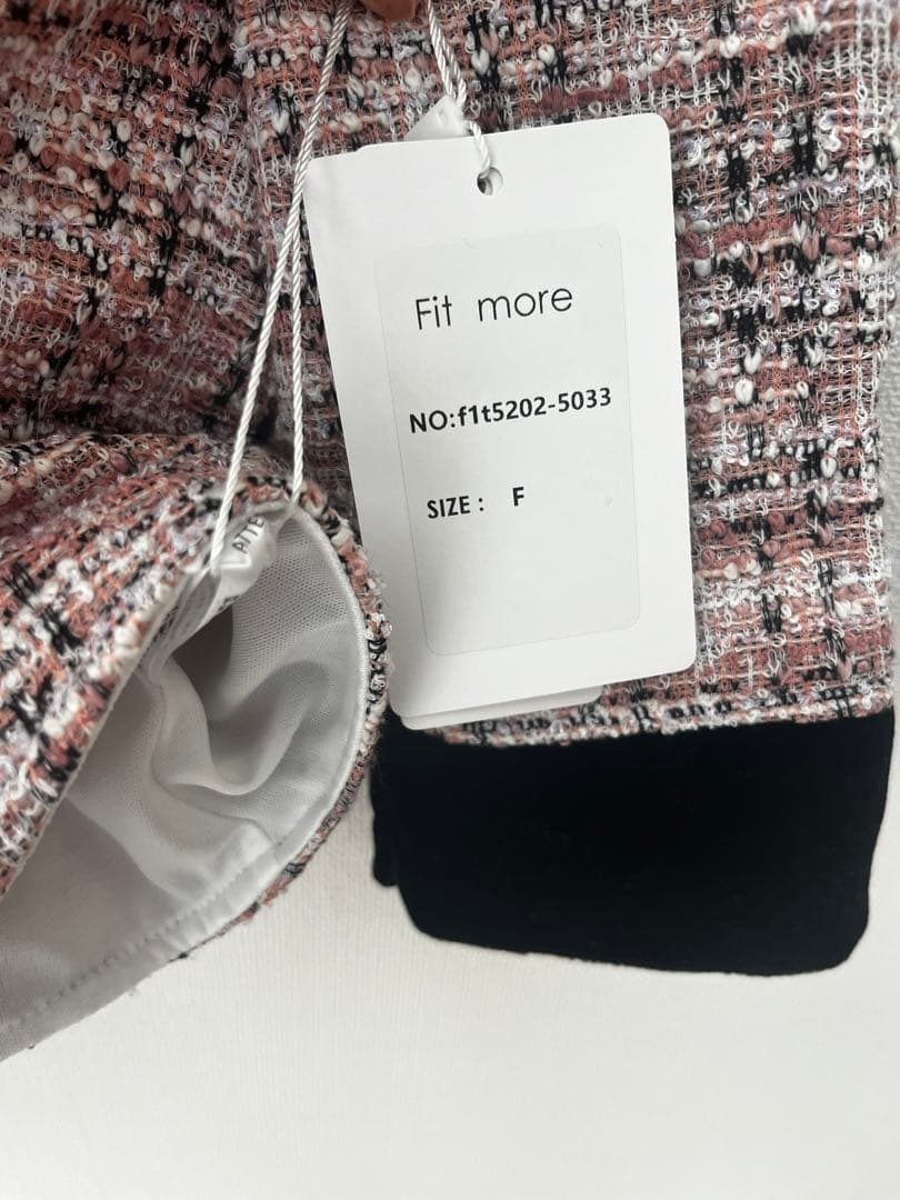 fitmore ツイードベロアカラーペプラムトップス ピンク 工場