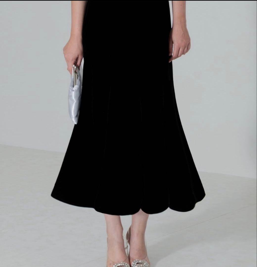 LEJA 配色アシンメトリー ビッグカラーベロア マーメイドドレス