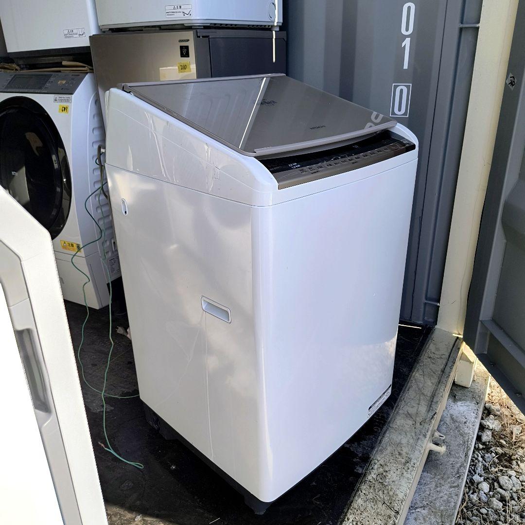 運搬取付無料！ベージュ・純正HITACHI電気洗濯乾燥機！完動品・超美品！