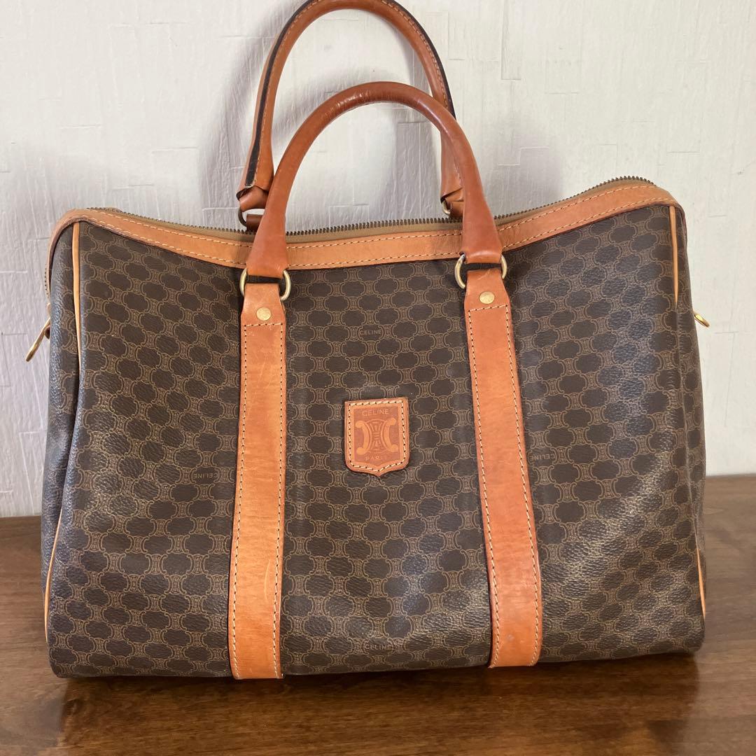 【美品】セリーヌ　ボストンバッグ CELINE】セリーヌ トリオンフキャンバス スモールボストン (CELINE