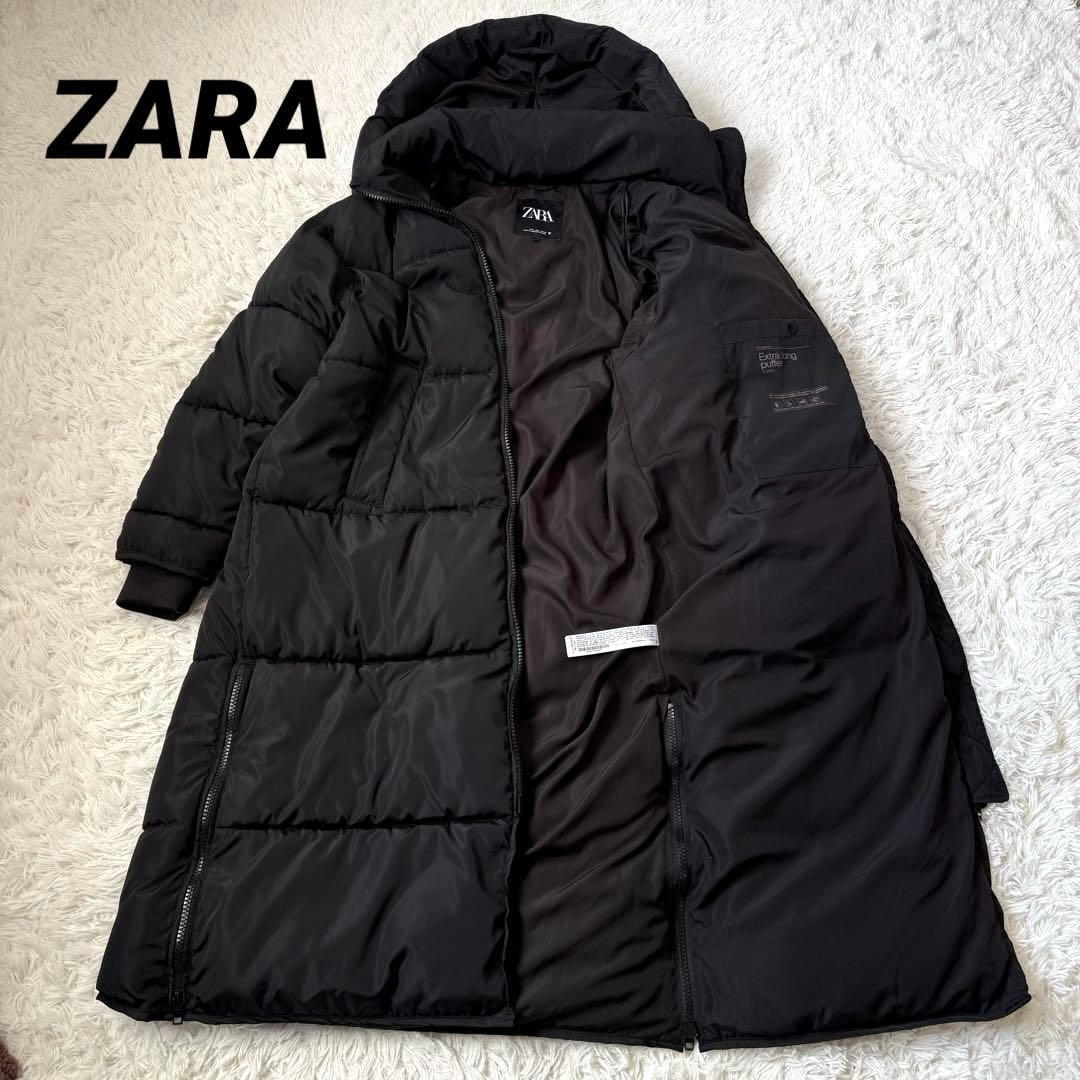 極美品✨】ZARA ザラ エクストラ ロング パファー ダウンコート 黒 L
