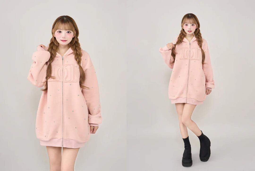 ダーリッチ darich DDロゴビジュージップパーカー ピンク PNK - メルカリ