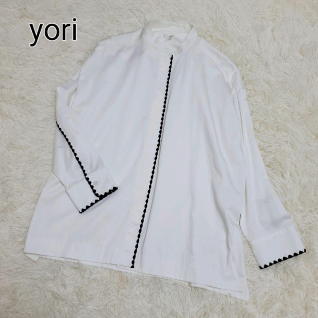 美品✨ yori ヨリ ハマグリ刺繍ブラウス バンドカラー 長袖 38 - メルカリ