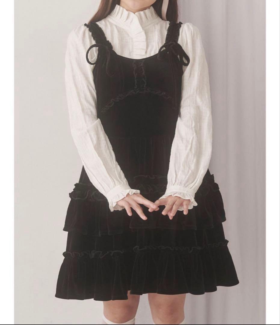 merryjenny コルセットベロアミニワンピース ブラック メリージェニー merry jenny コルセットベロアフレアミニワンピース