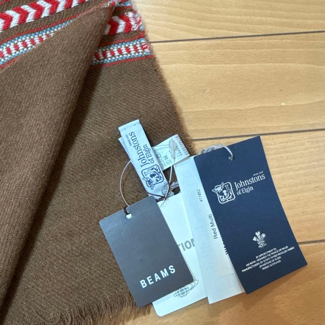 新品 ジョンストンズ × ビームス F別注 カシミヤストール ネイティブ織