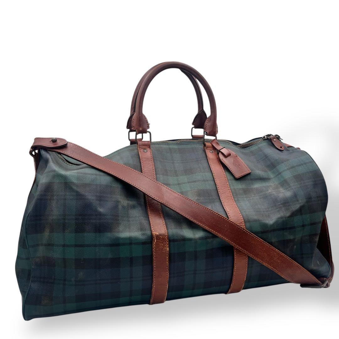 【売り切り価格】RALPH LAUREN ボストンバッグ グリーン レザー ポロラルフローレン ヴィンテージ ボストンバッグ 緑 PVCレザー 2WAY