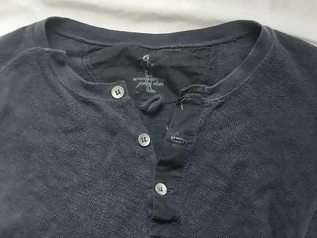 値下 美品 ミハラヤスヒロ】ヘンリーネック アシンメトリーカットソー