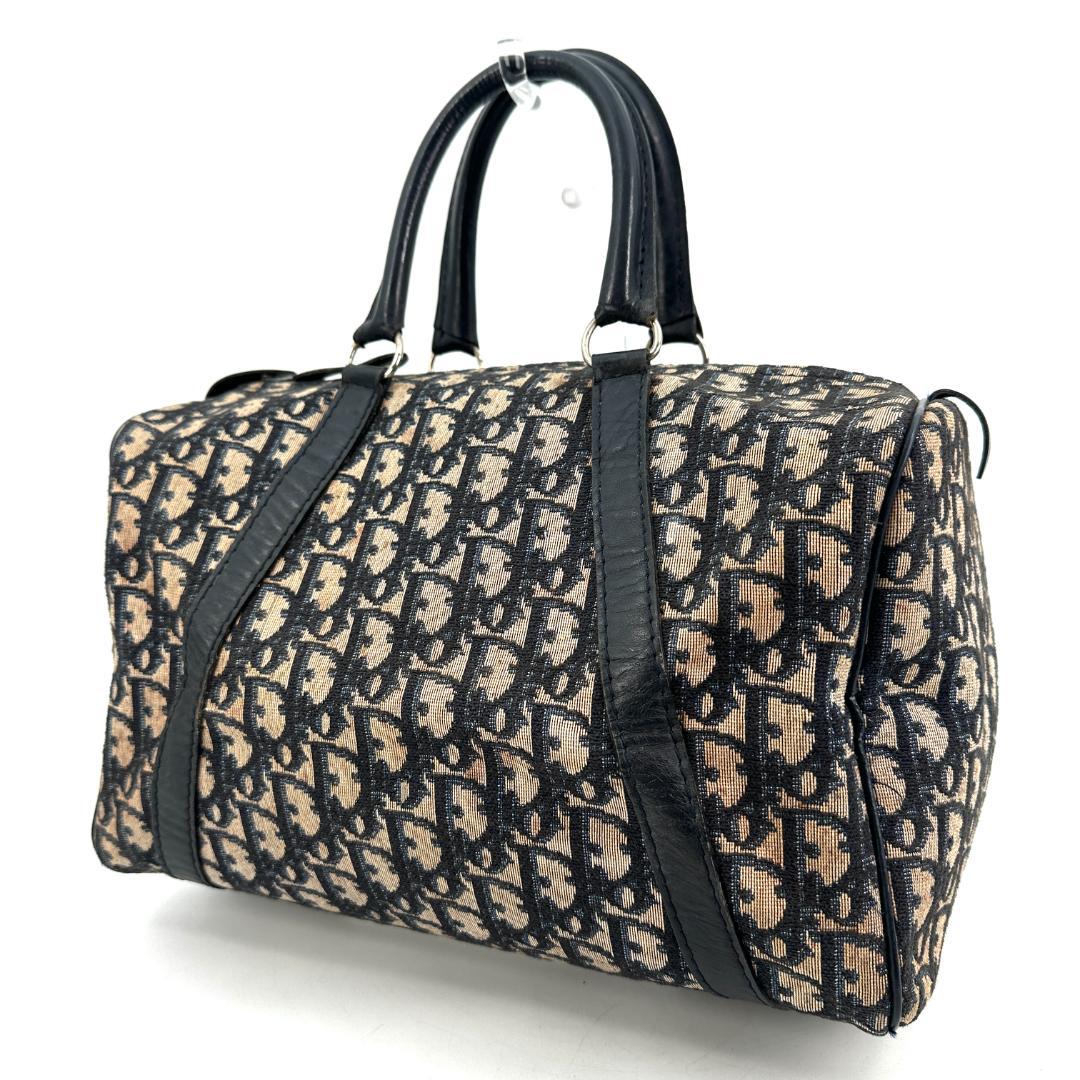 DIOR トロッター柄ミニボストンバッグ ハンドバッグ 黒 ブラック 内観美品