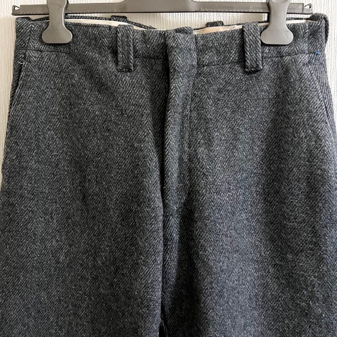 極太 60s カナダ製 ヴィンテージ ウールパンツ ヘリンボーン