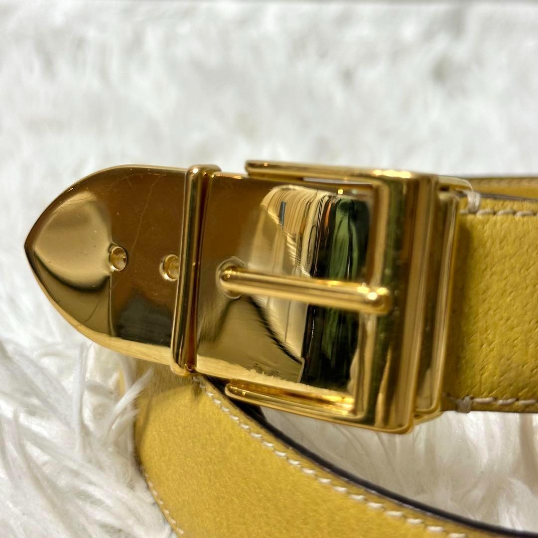 ⭐️極美品⭐️GUCCI ゴールドバックル　レザーベルト　希少デザイン OLD Gucci ゴールドGGバックル レザーベルト(濃茶) – Vintage Shop Rococo
