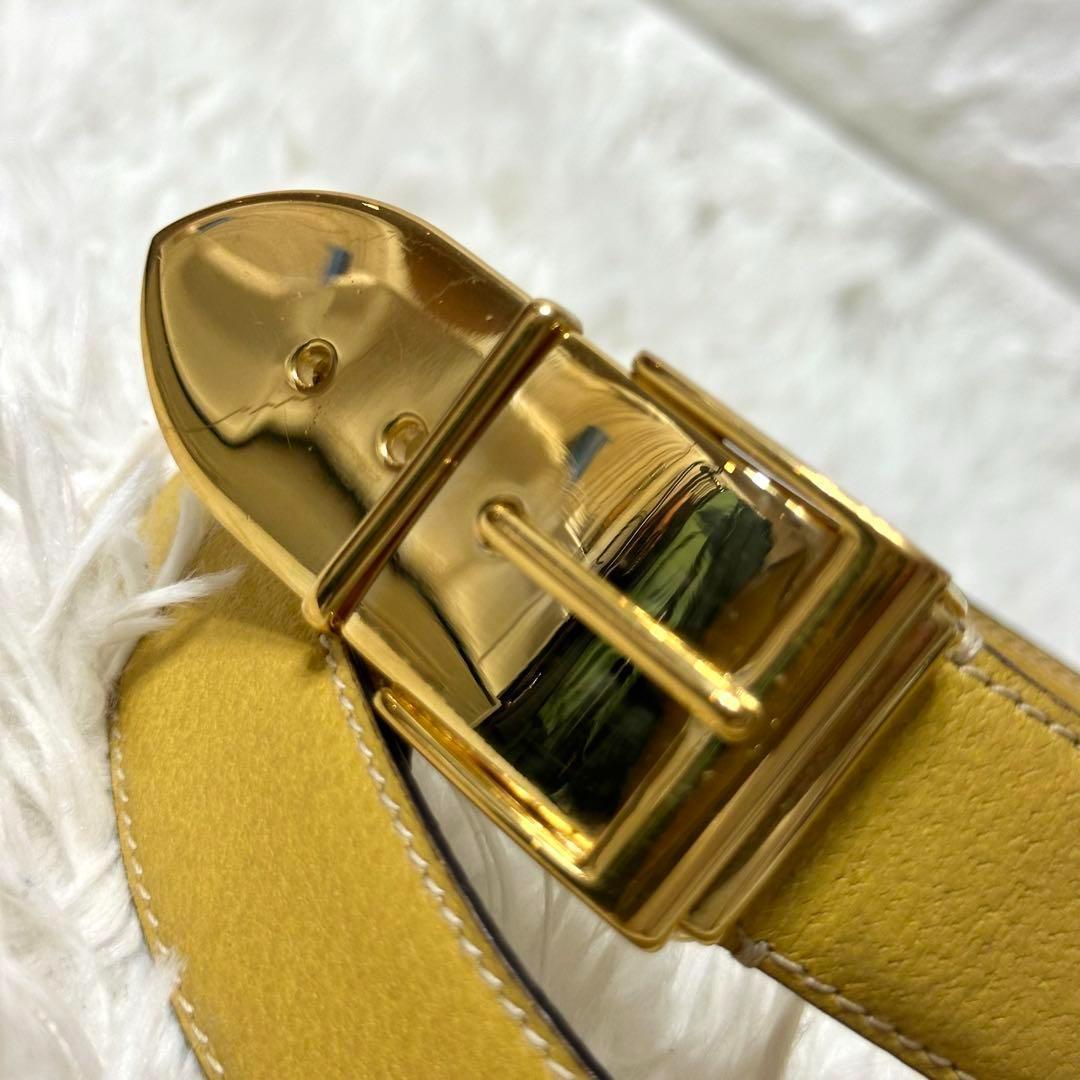⭐️極美品⭐️GUCCI ゴールドバックル レザーベルト 希少デザイン