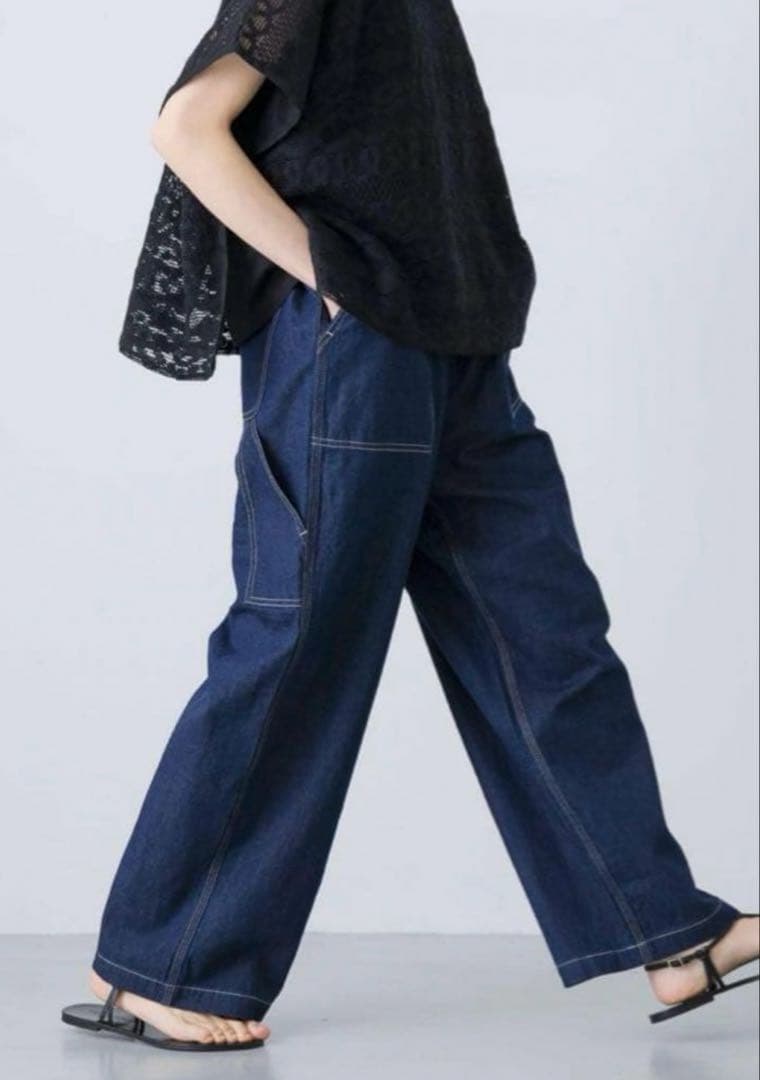 未使用かぐれコットンリネンデニムペインターパンツ - メルカリ