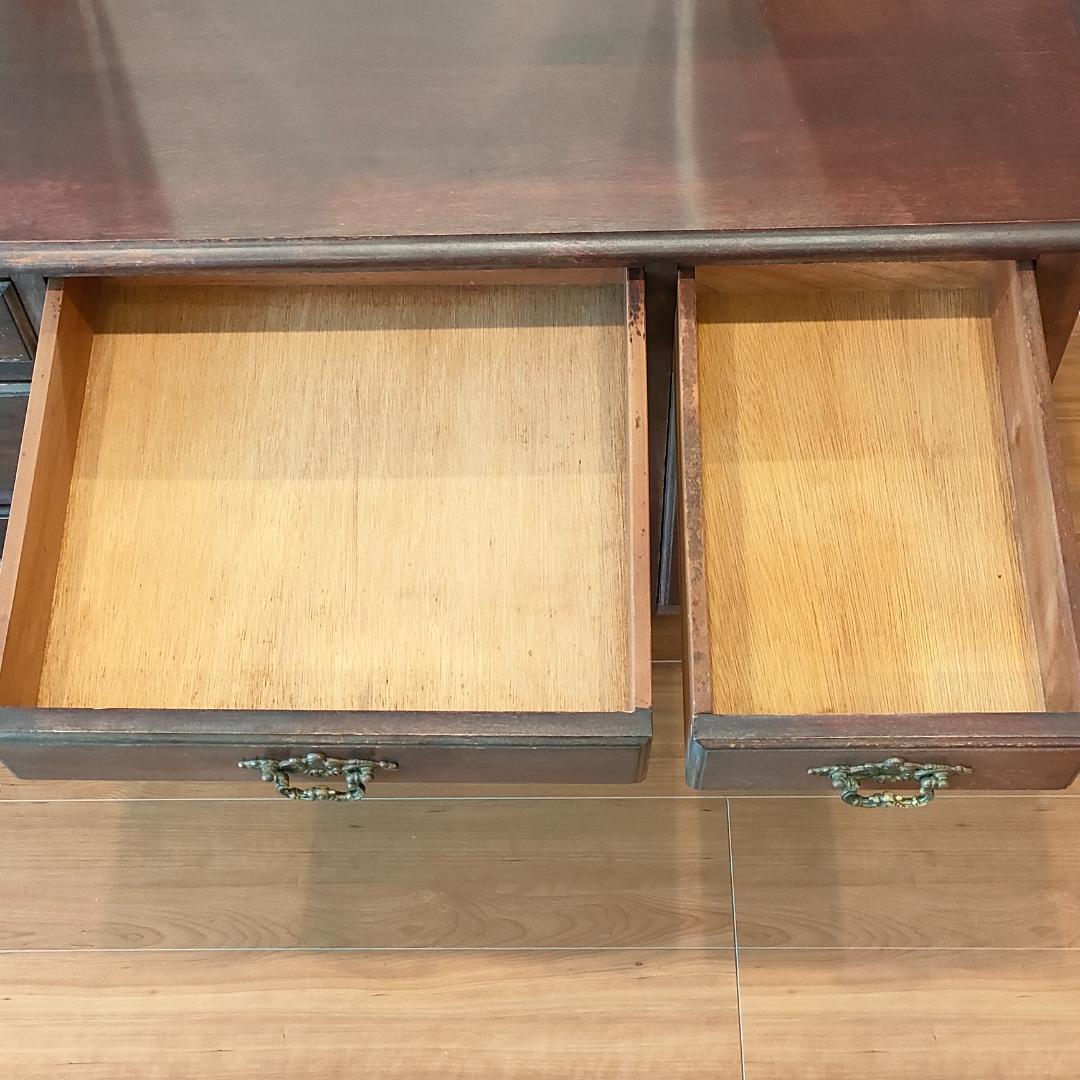 アンティーク 鏡台 スツール セット品 引出し7杯 ろくろ脚