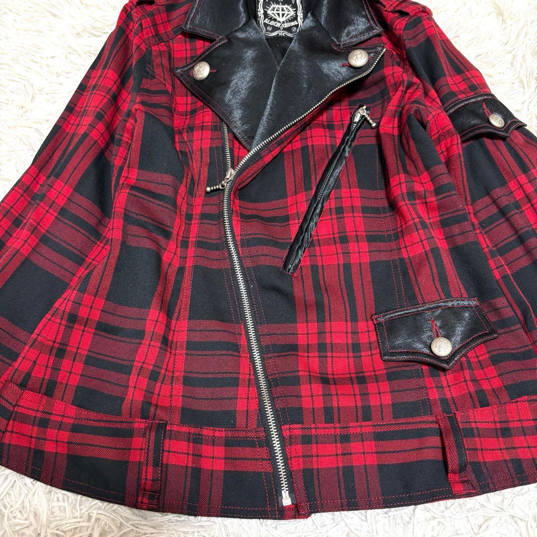 ALGONQUINS ゴスロリ ダブルライダースジャケット チェック 赤 ロック