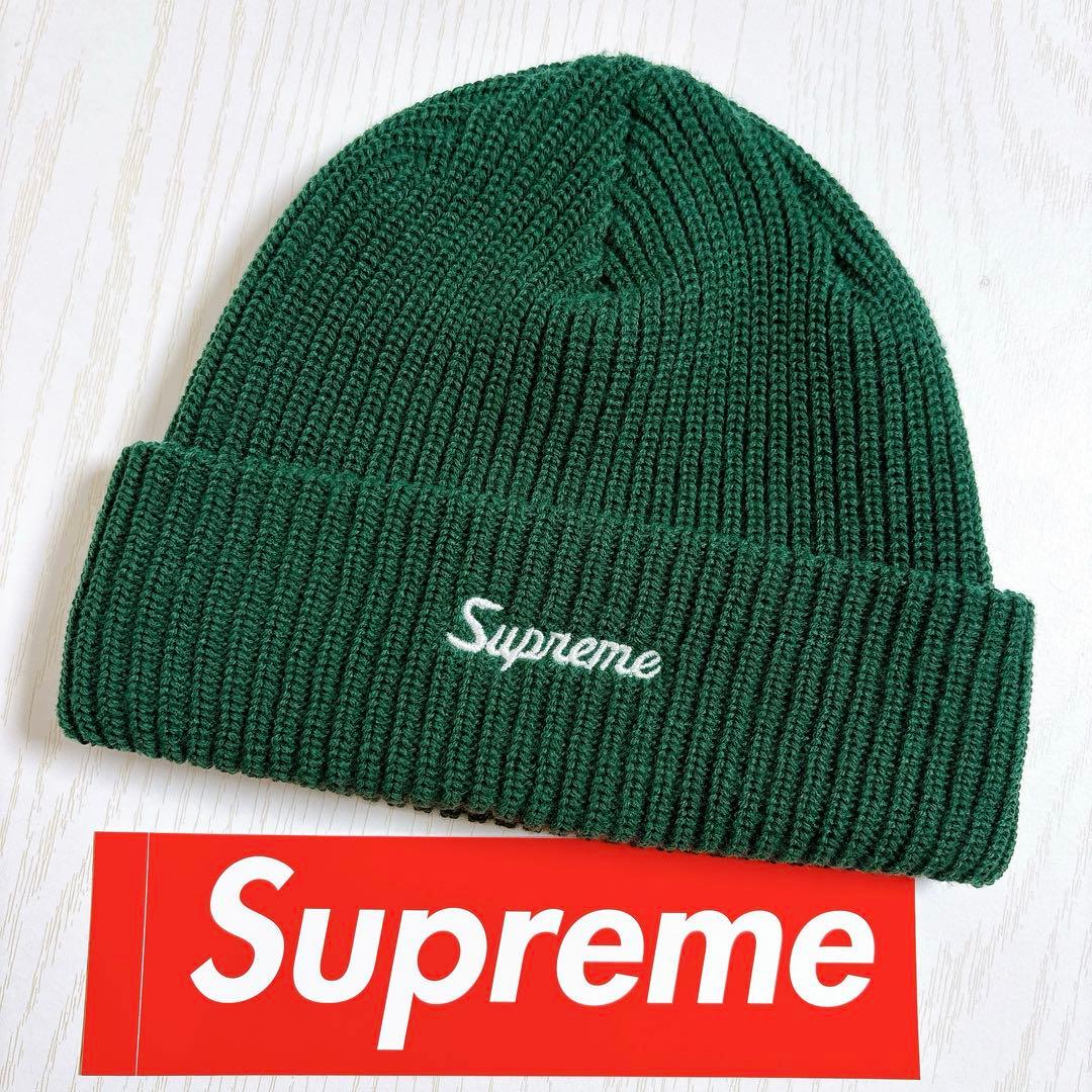 Supreme ニット帽 ビーニー スクリプトロゴ グリーン 緑 深緑 - メルカリ