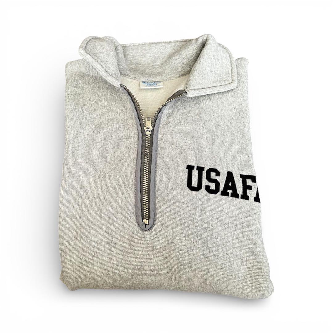美品】チャンピオン リバースウィーブ USAFA ハーフジップ 単色タグ