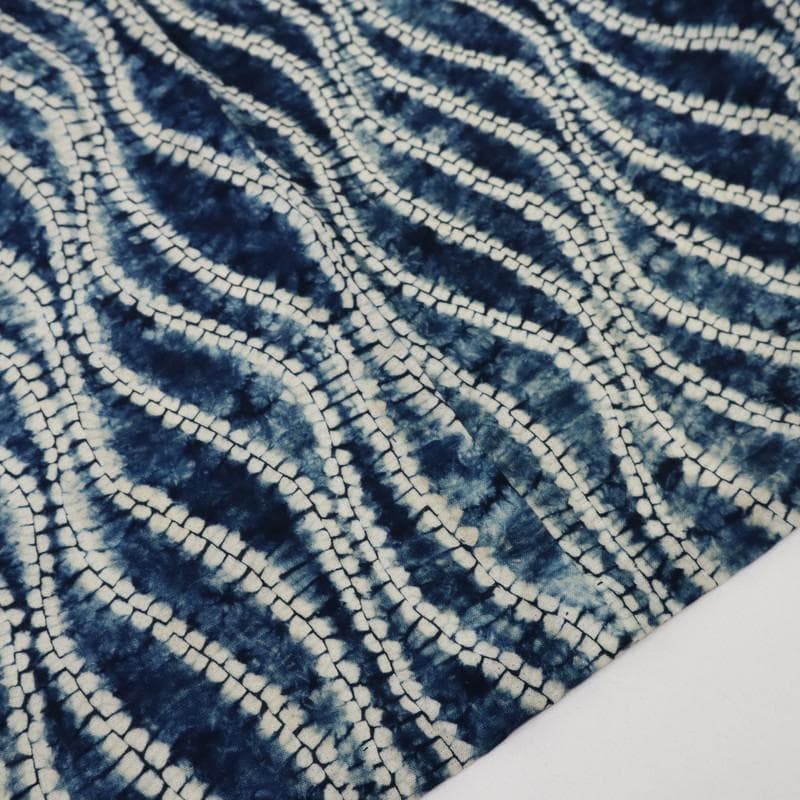 《しぼり◆浴衣■折縫い絞り◆ゆるやか流線模様■濃紺◆木綿夏着物◆US7-14》