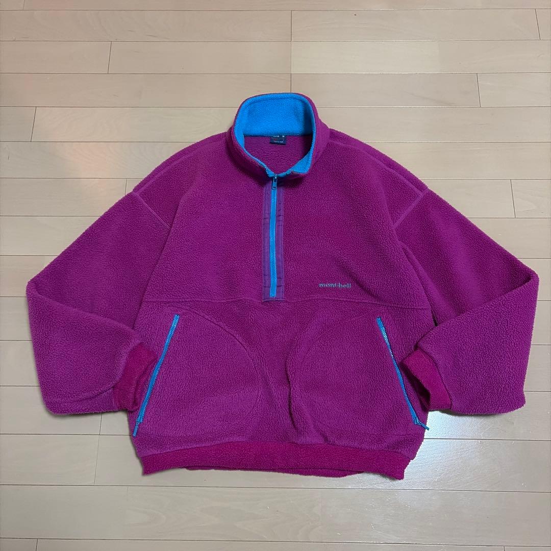 美品】80s mont-bell ハーフジップ フリース モンベル スナップT